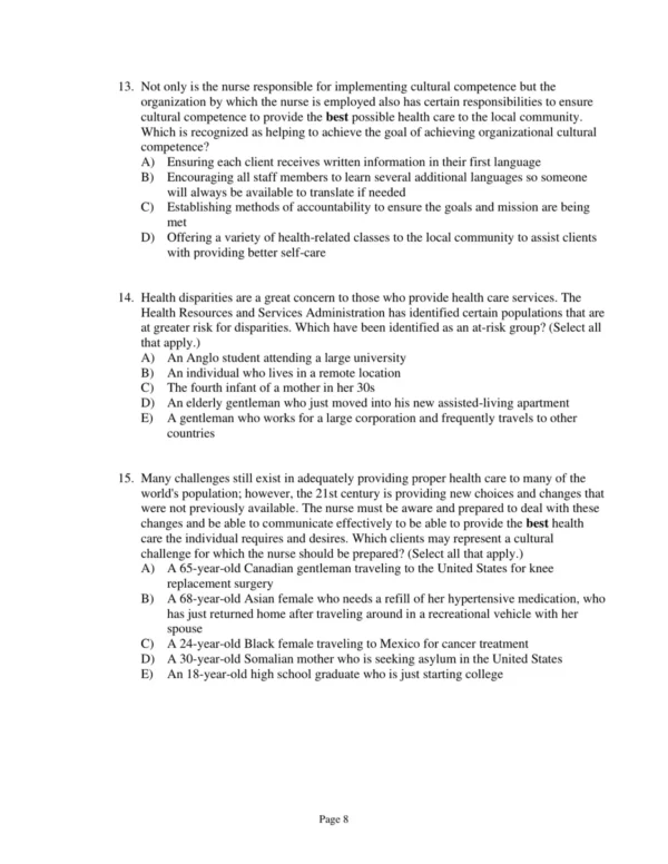 Test Bank For Transcultural Concepts In Nursing Care 7th Edition Margaret M. Andrews