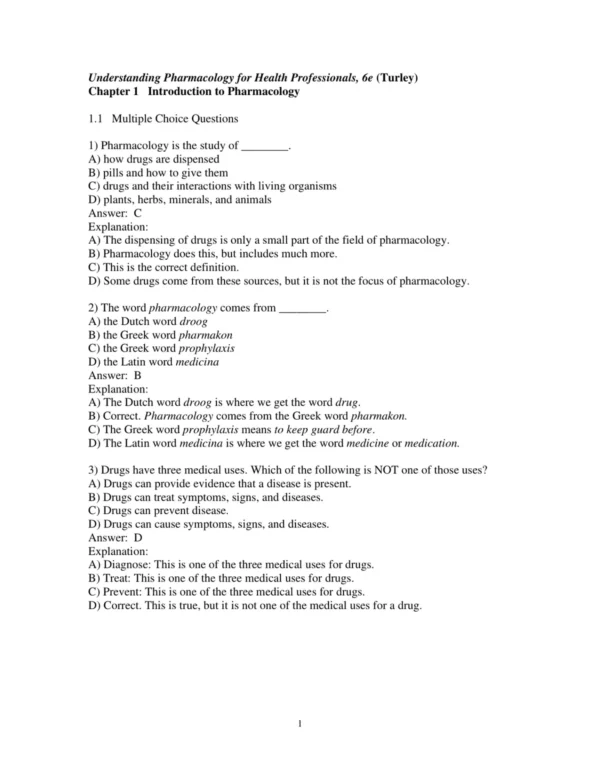 Test Bank For Understanding Pharmacology For Health Professionals 6th Edition Susan M. Turley