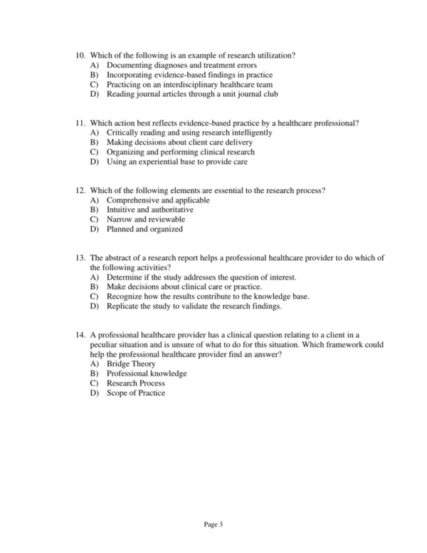 Test Bank For Understanding Research For Evidence Based Practice Fourth Edition Cherie R. Rebar Carolyn J. Gersch