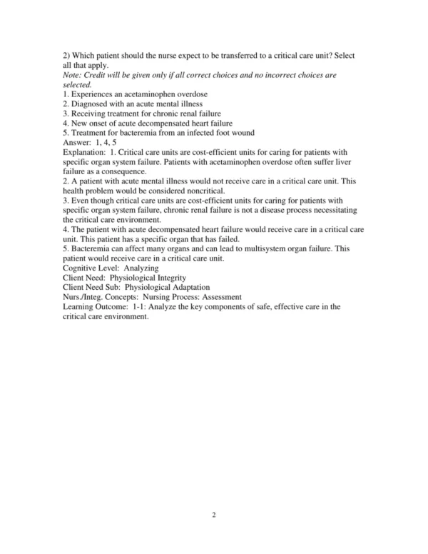 Test Bank For Understanding The Essentials Of Critical Care Nursing 3rd Edition Kathleen Perrin 2 Test Bank For Understanding The Essentials Of Critical Care Nursing 3rd Edition Kathleen Perrin