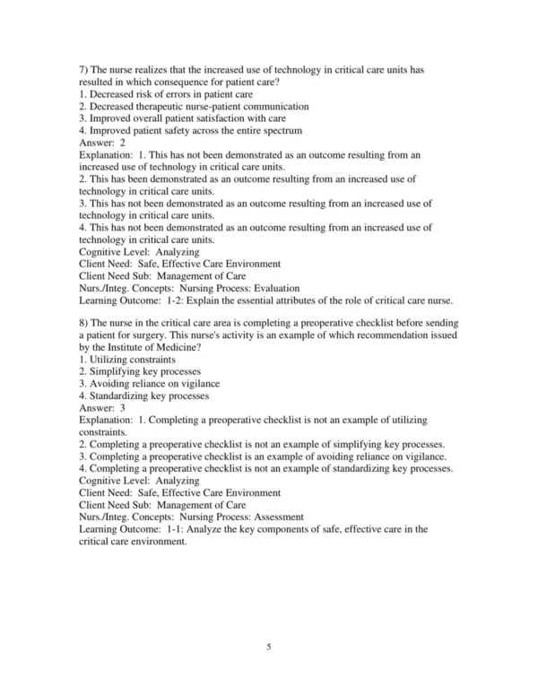 Test Bank For Understanding The Essentials Of Critical Care Nursing 3rd Edition Kathleen Perrin 5 Test Bank For Understanding The Essentials Of Critical Care Nursing 3rd Edition Kathleen Perrin